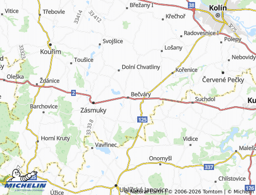 Mapa MICHELIN Bečváry - ViaMichelin