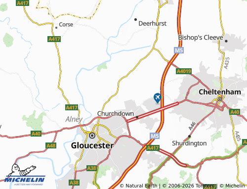 Carte MICHELIN Down Hatherley - ViaMichelin