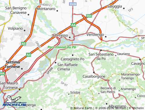 Mapa MICHELIN Castagneto Po - ViaMichelin
