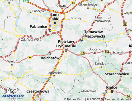 MICHELIN Piotrkowski map - ViaMichelin