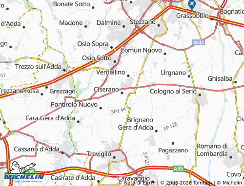 MICHELIN Ciserano map - ViaMichelin