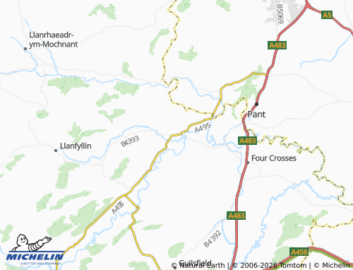 Mappa MICHELIN Llansantffraid-ym-Mechain - ViaMichelin
