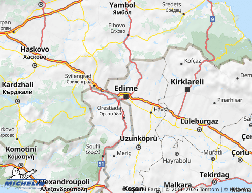 MICHELIN Edirne map - ViaMichelin