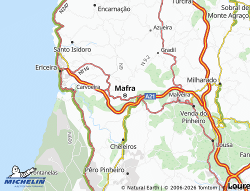 Mapa MICHELIN Mafra - ViaMichelin