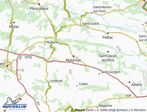 MICHELIN Malansac map - ViaMichelin
