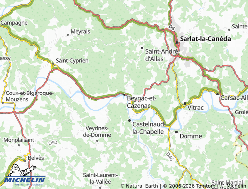 Carte MICHELIN Beynac-et-Cazenac - ViaMichelin