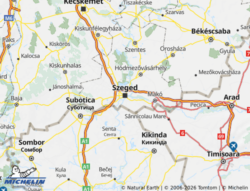 Mapa MICHELIN Csongrád-Csanád - ViaMichelin