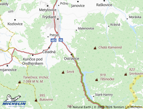 Mappa MICHELIN Ostravice - ViaMichelin