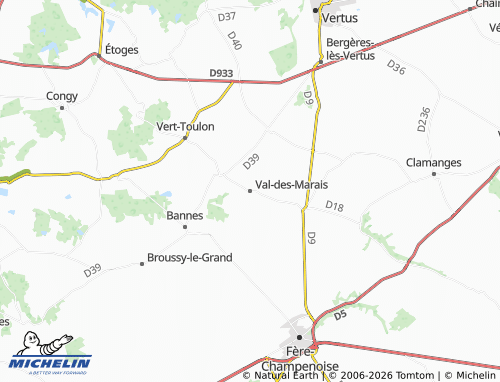 Kaart MICHELIN Val-des-Marais - ViaMichelin