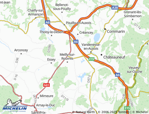 MICHELIN Rouvres-sous-Meilly map - ViaMichelin