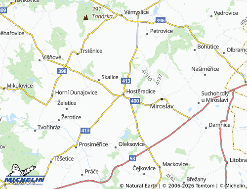 Kaart MICHELIN Hostěradice - ViaMichelin