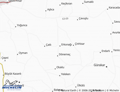 MICHELIN Erkonağı map - ViaMichelin