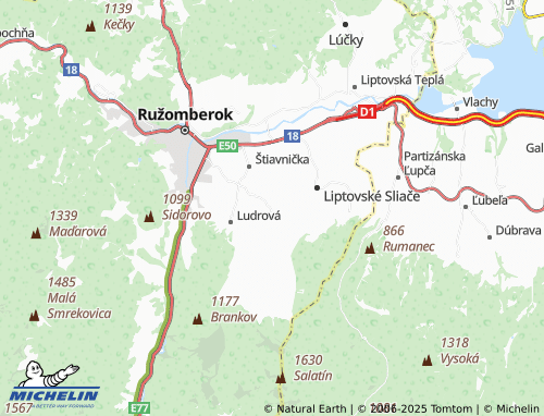 MICHELIN Liptovská Štiavnica map - ViaMichelin
