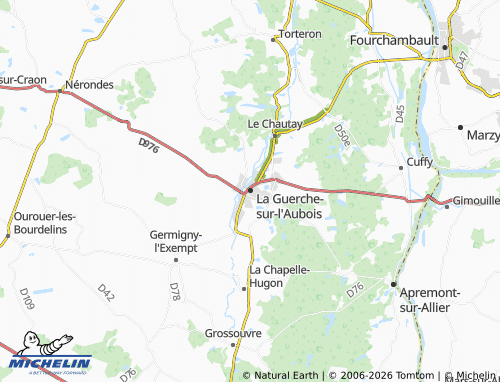 Carte MICHELIN La Guerche-sur-l'Aubois - ViaMichelin
