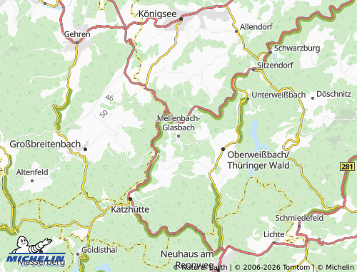 MICHELIN Mellenbach-Glasbach map - ViaMichelin