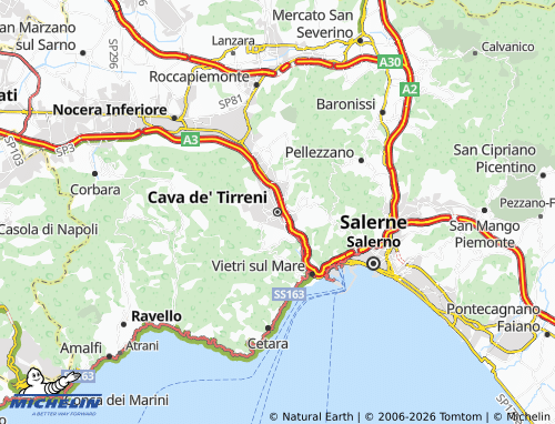 MICHELIN-Landkarte Cava de' Tirreni - ViaMichelin