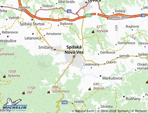 MICHELIN Spišská Nová Ves map - ViaMichelin