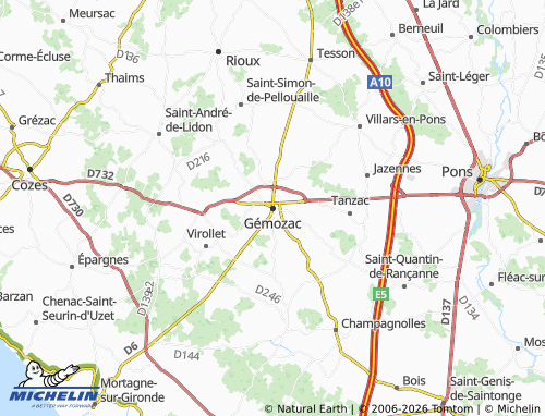 Mapa MICHELIN Gémozac - ViaMichelin