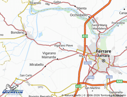 MICHELIN-Landkarte Vigarano Pieve - ViaMichelin