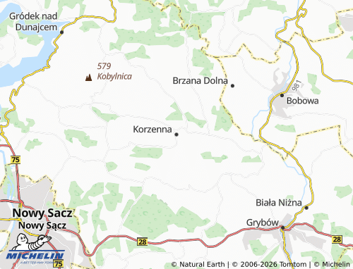 MICHELIN Korzenna map - ViaMichelin