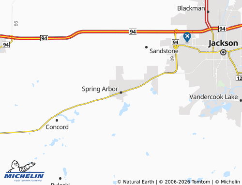 Mapa MICHELIN Spring Arbor - ViaMichelin