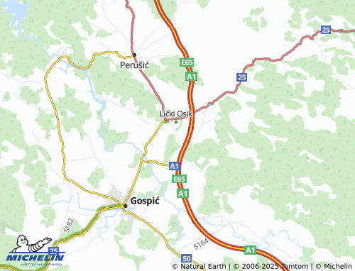 MICHELIN Nikšići (Lički Osik) map - ViaMichelin