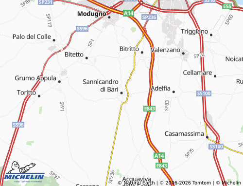 Mapa MICHELIN Sannicandro di Bari - ViaMichelin