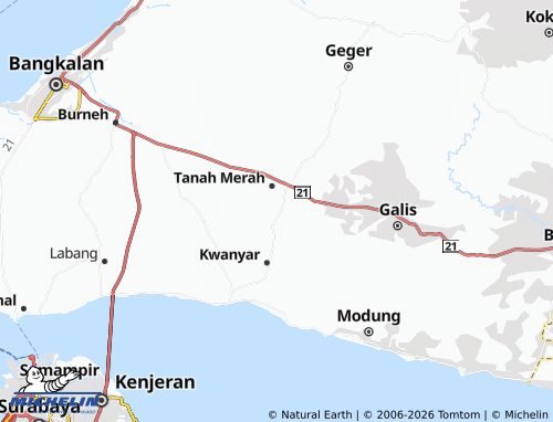 MICHELIN Tanah Merah Laok map - ViaMichelin