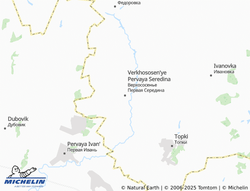 MICHELIN Verkhososen'ye Pervaya Seredina map - ViaMichelin