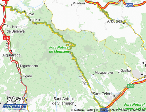 Carte MICHELIN Montseny - ViaMichelin