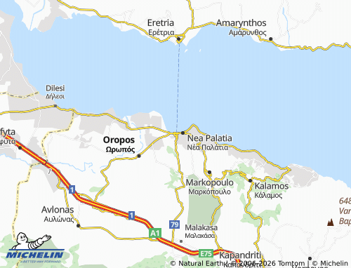 Mapa MICHELIN Skala Oropou - ViaMichelin