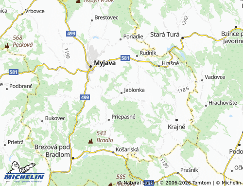 Kaart MICHELIN Jablonka - ViaMichelin