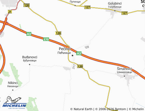 MICHELIN-Landkarte Pećinci - ViaMichelin