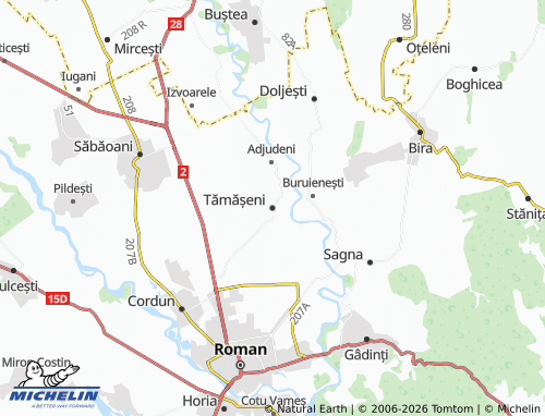 MICHELIN Tămășeni map - ViaMichelin