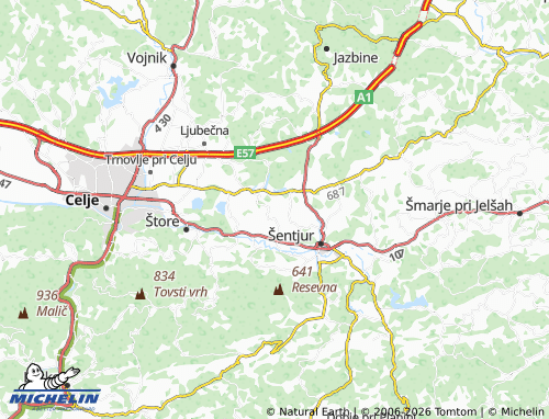 Mapa MICHELIN Zlateče pri Šentjurju - ViaMichelin
