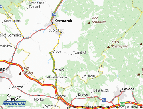 Mapa MICHELIN Tvarožná - ViaMichelin