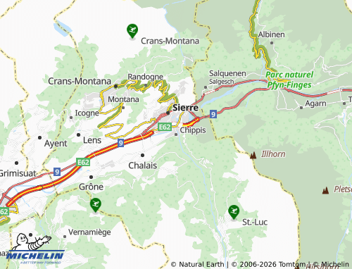 Carte MICHELIN Chippis - ViaMichelin