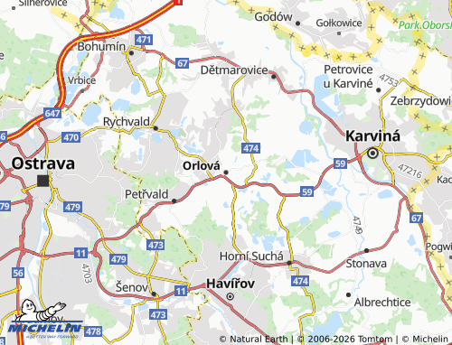 MICHELIN Orlová map - ViaMichelin