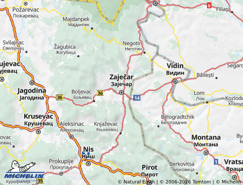 Mapa MICHELIN Zaječarski - ViaMichelin