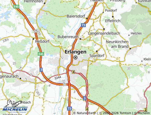Kaart MICHELIN Erlangen - ViaMichelin