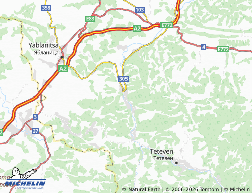 MICHELIN Glozhene map - ViaMichelin