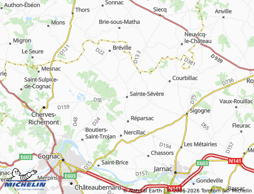 Mapa MICHELIN Sainte-Sévère - ViaMichelin