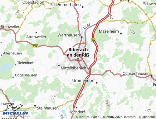 Carte MICHELIN Biberach an der Riß - ViaMichelin