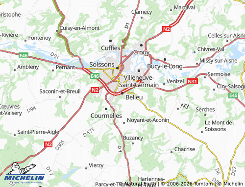 MICHELIN Belleu map - ViaMichelin