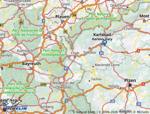 Kaart MICHELIN Cheb - ViaMichelin