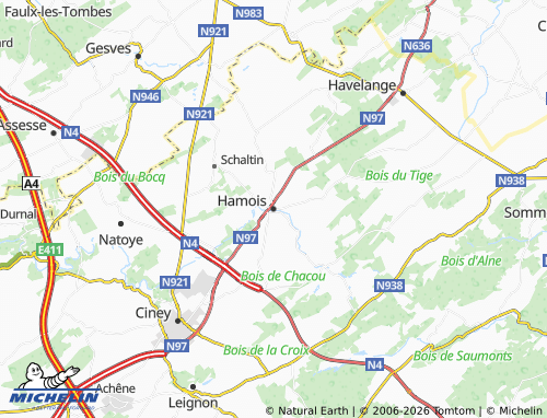 MICHELIN Hamois map - ViaMichelin