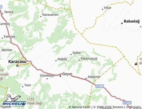 MICHELIN Işıklar map - ViaMichelin