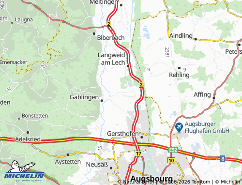 Mappa MICHELIN Gablingen-Siedlung - ViaMichelin