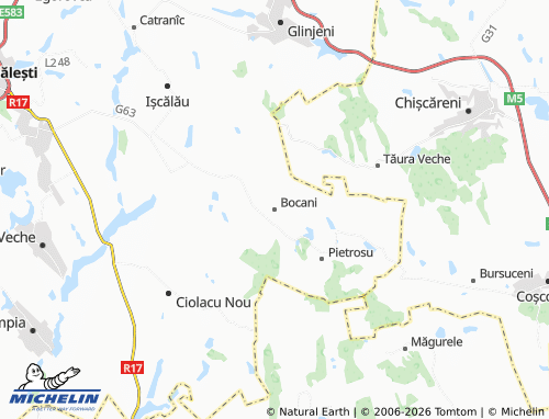 Kaart MICHELIN Bocani - ViaMichelin