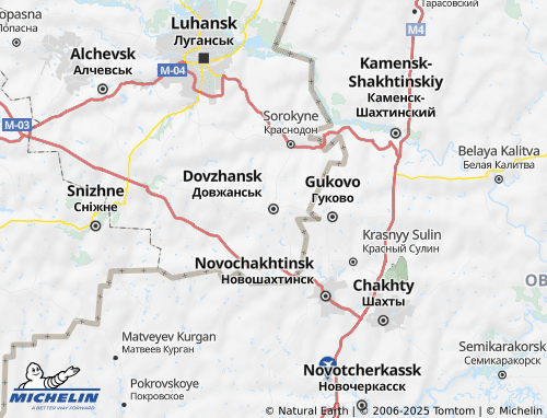 MICHELIN Krasnodons'kyi rayon map - ViaMichelin